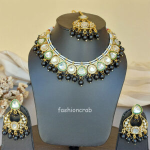 Sonam Kundan Jewellery Set - Black