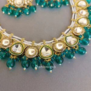Sonam Kundan Jewellery Set - Peacock Green