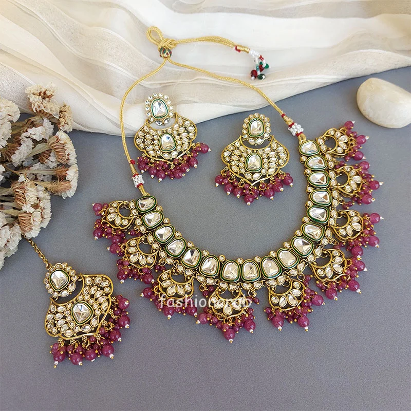 Traditional Purple Kundan Necklace