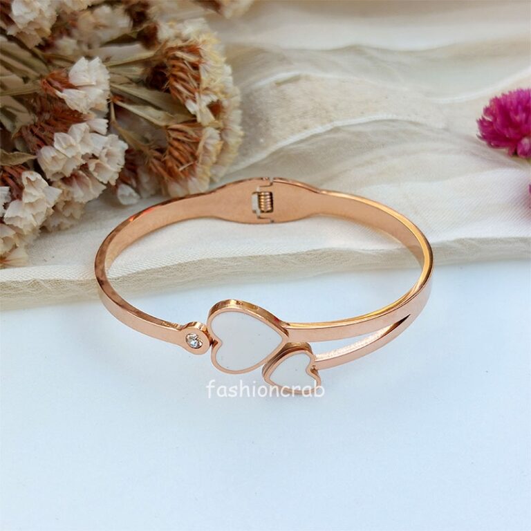 White Heart Anti Tarnish Bracelet - Rose Gold
