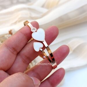 White Heart Anti Tarnish Bracelet - Rose Gold