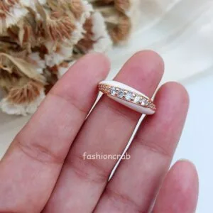White Sparkle Anti Tarnish Ring - Rose Gold
