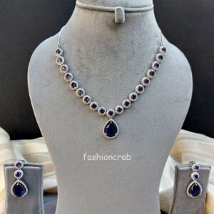 Cubic Zirconia Necklace Set - Purple
