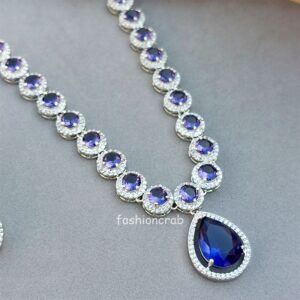 Cubic Zirconia Necklace Set - Purple