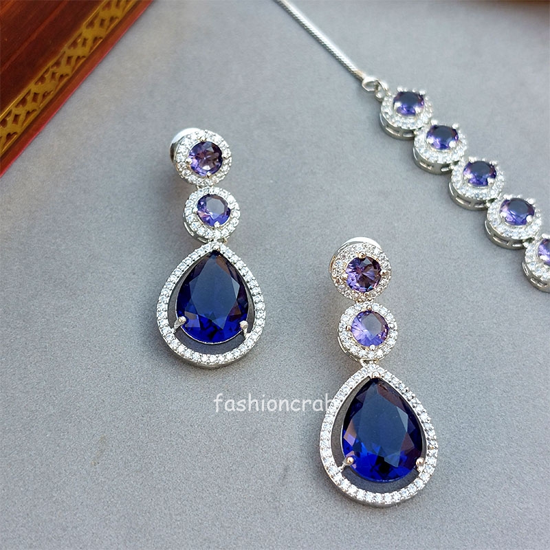 Cubic Zirconia Necklace Set - Purple