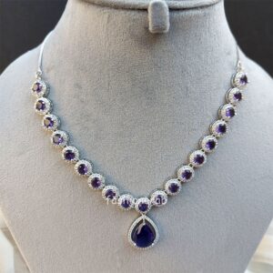 Cubic Zirconia Necklace Set - Purple