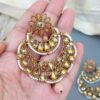 Earrings with Tikka Set for Wedding Function - Peach-02 Earrings with Tikka Set for Wedding Function - Peach