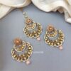 Earrings with Tikka Set for Wedding Function - Peach Earrings with Tikka Set for Wedding Function - Peach