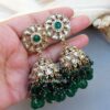 Green Kundan Jhumka for Wedding