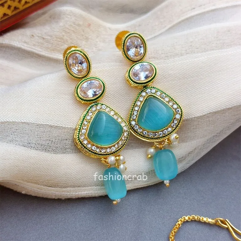 Kajal AD Stone Necklace Set - Blue