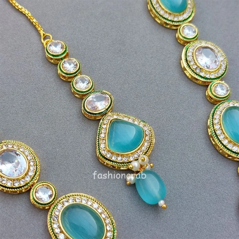 Kajal AD Stone Necklace Set - Blue