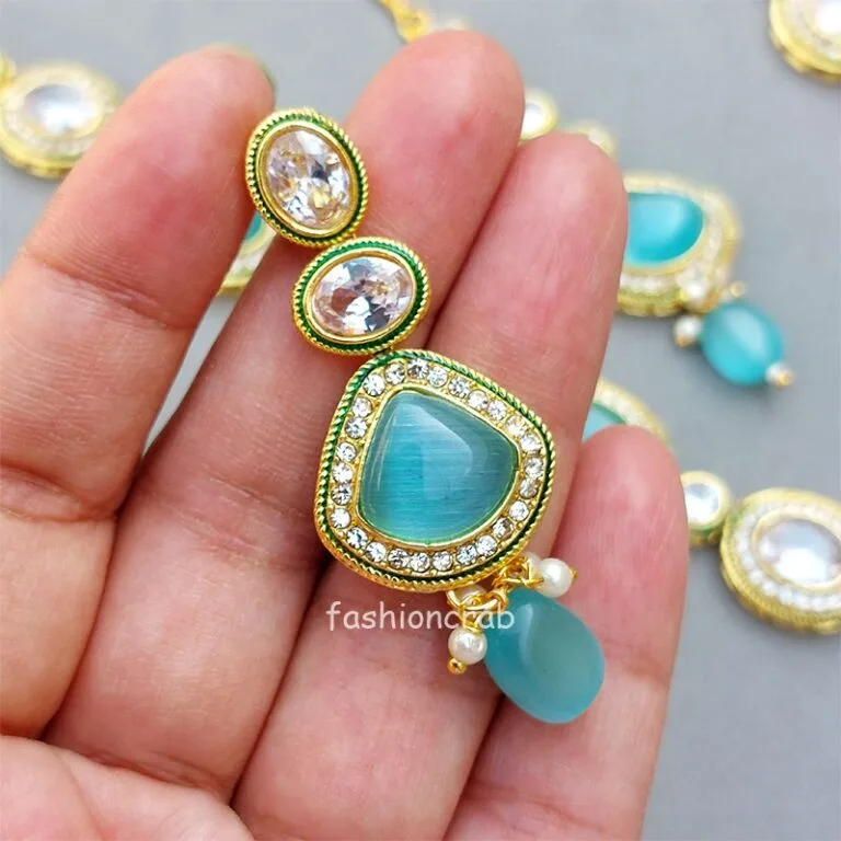 Kajal AD Stone Necklace Set - Blue