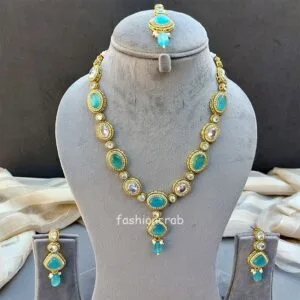 Kajal AD Stone Necklace Set - Blue