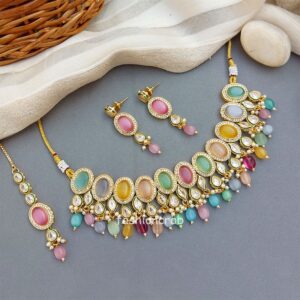 Kajal AD Stone Necklace Set - Multicolor