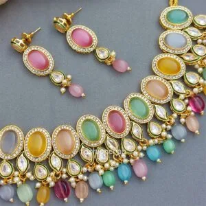 Kajal AD Stone Necklace Set - Multicolor