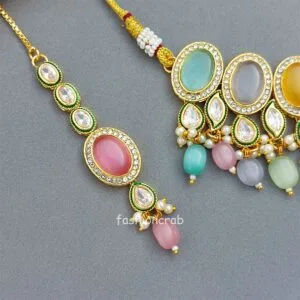 Kajal AD Stone Necklace Set - Multicolor