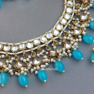 Katrina Kundan Jewellery Set - Light Blue