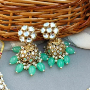 Katrina Kundan Jewellery Set - Pista Green