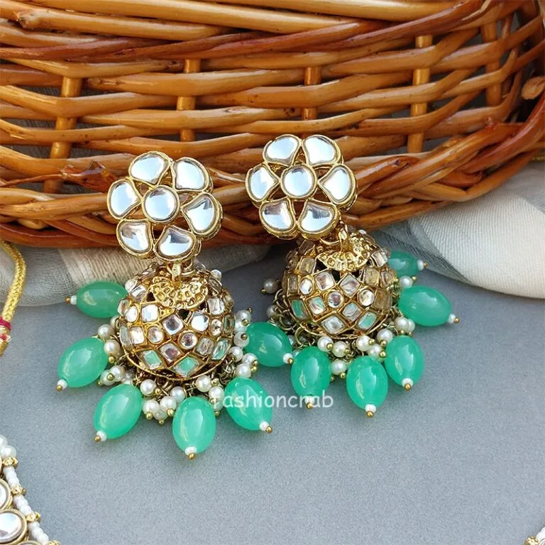 Katrina Kundan Jewellery Set - Pista Green