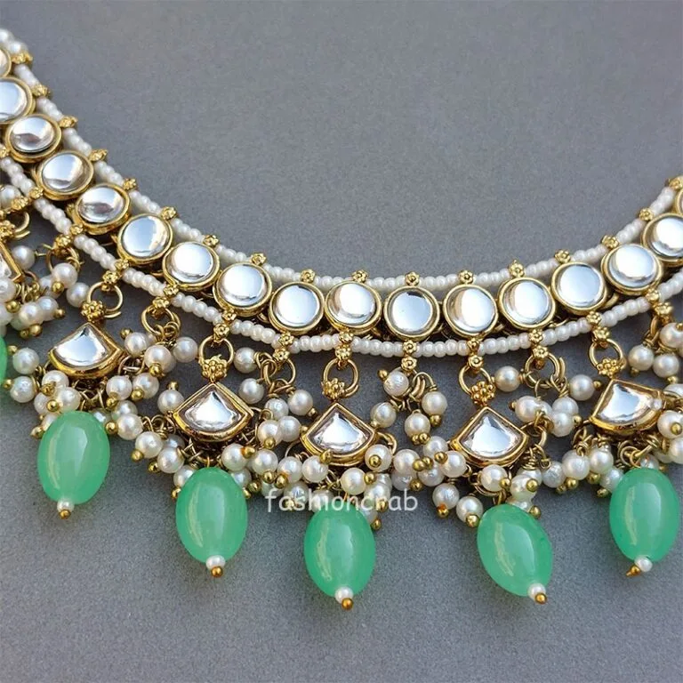 Katrina Kundan Jewellery Set - Pista Green