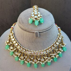 Katrina Kundan Jewellery Set - Pista Green