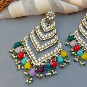 Kundan Earrings for Wedding- Multicolor