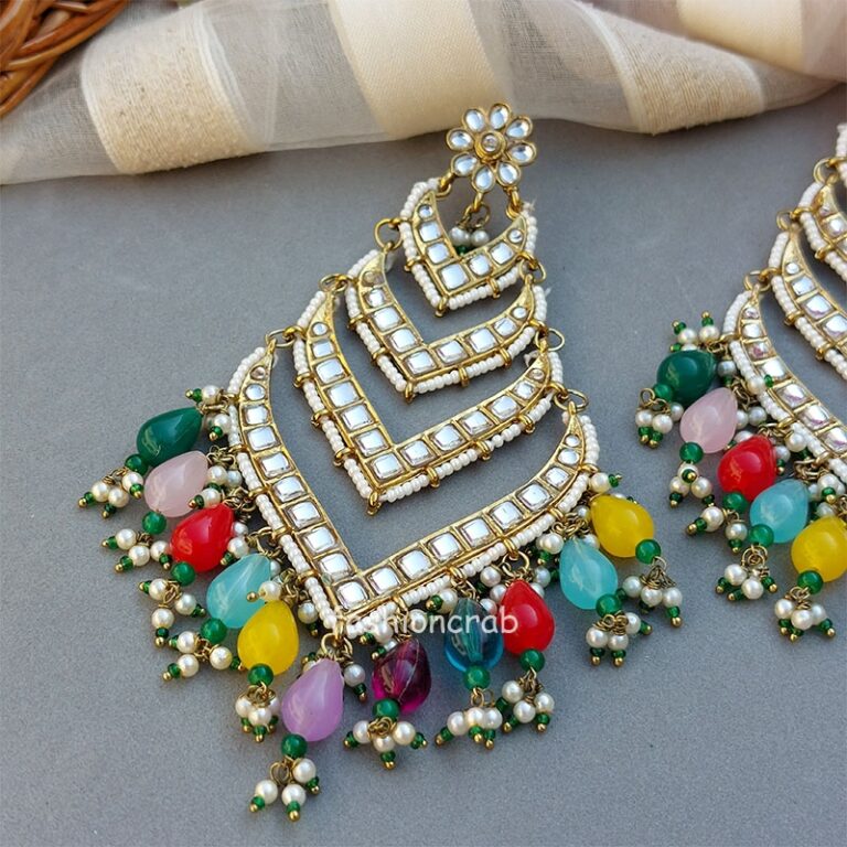 Kundan Earrings for Wedding- Multicolor