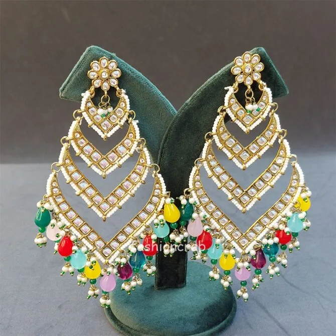 Kundan Earrings for Wedding- Multicolor