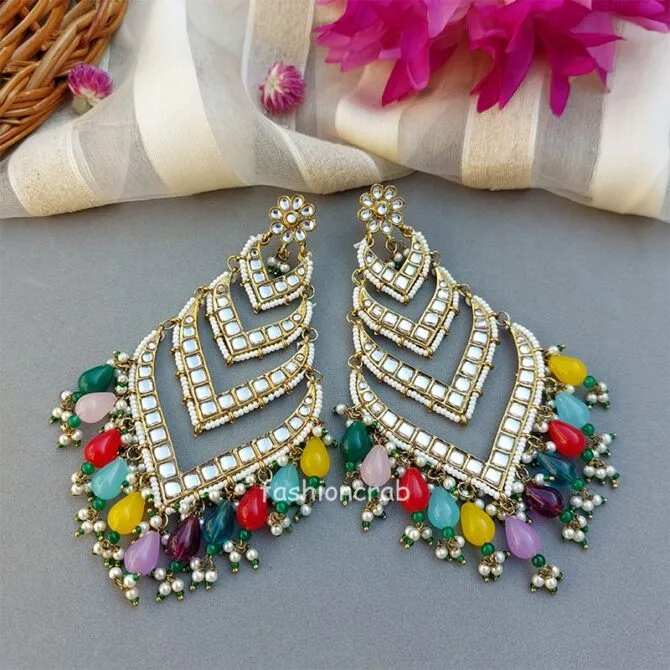 Kundan Earrings for Wedding- Multicolor Kundan Earrings for Wedding- Multicolor
