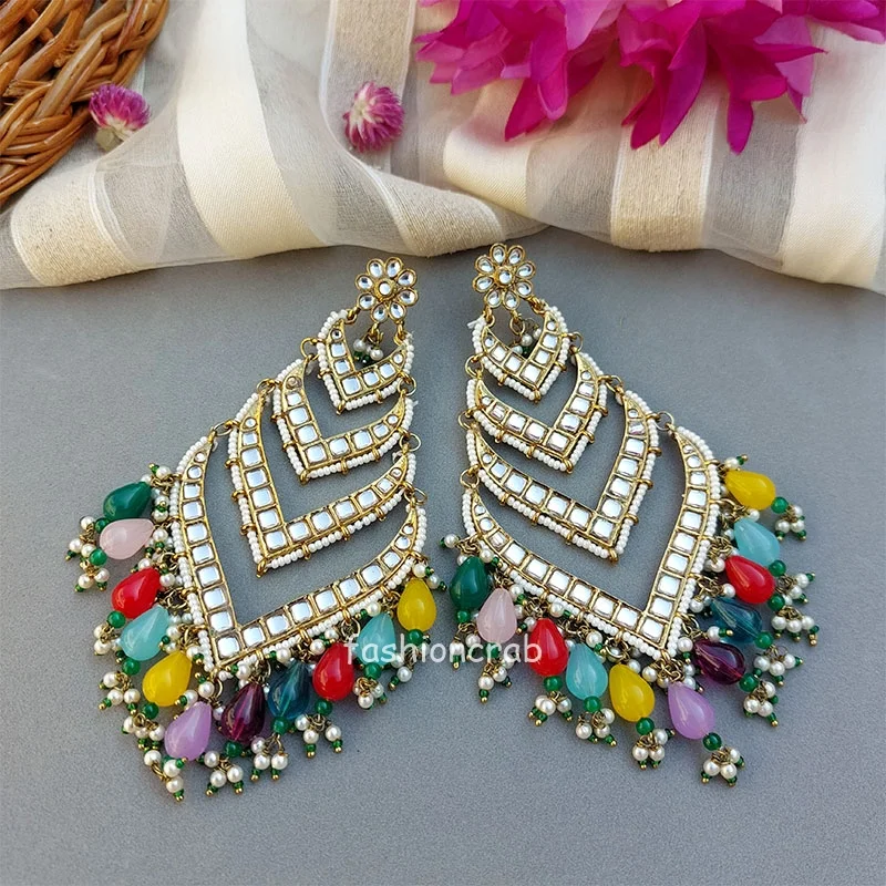 Kundan Earrings for Wedding- Multicolor