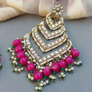 Kundan Earrings for Wedding- Pink