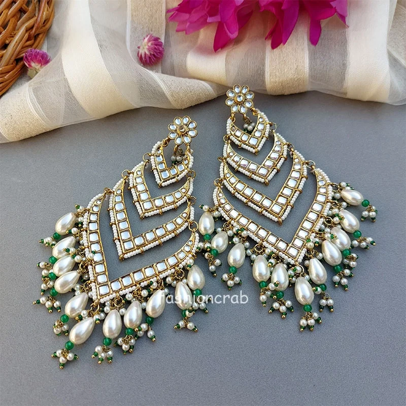 Kundan Earrings for Wedding- White