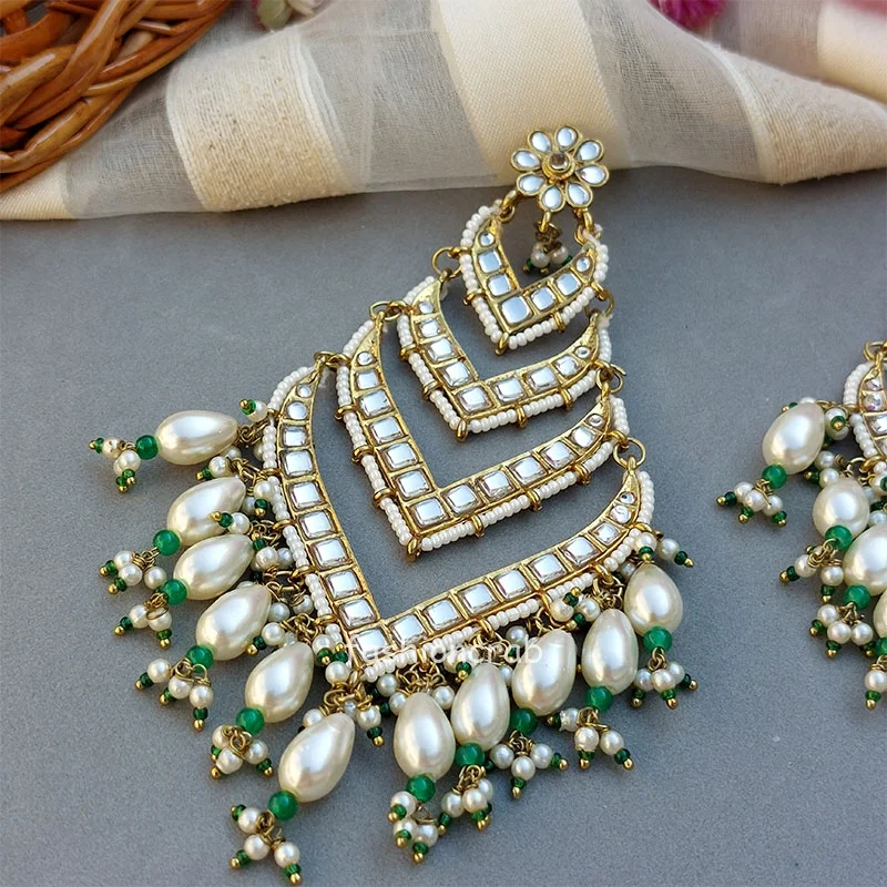 Kundan Earrings for Wedding- White