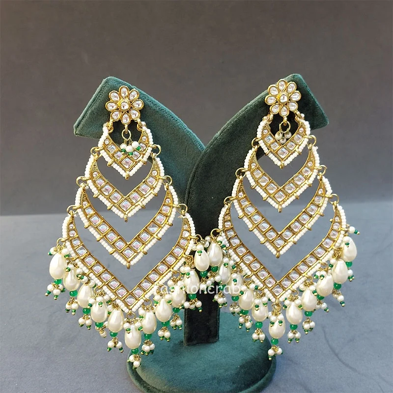 Kundan Earrings for Wedding- White