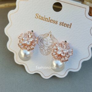 Pearl Anti Tarnish Earrings - Rose Gold
