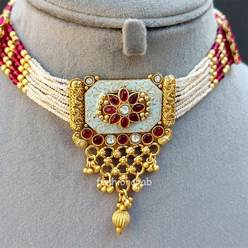 Pink South Indian Jewellery Set