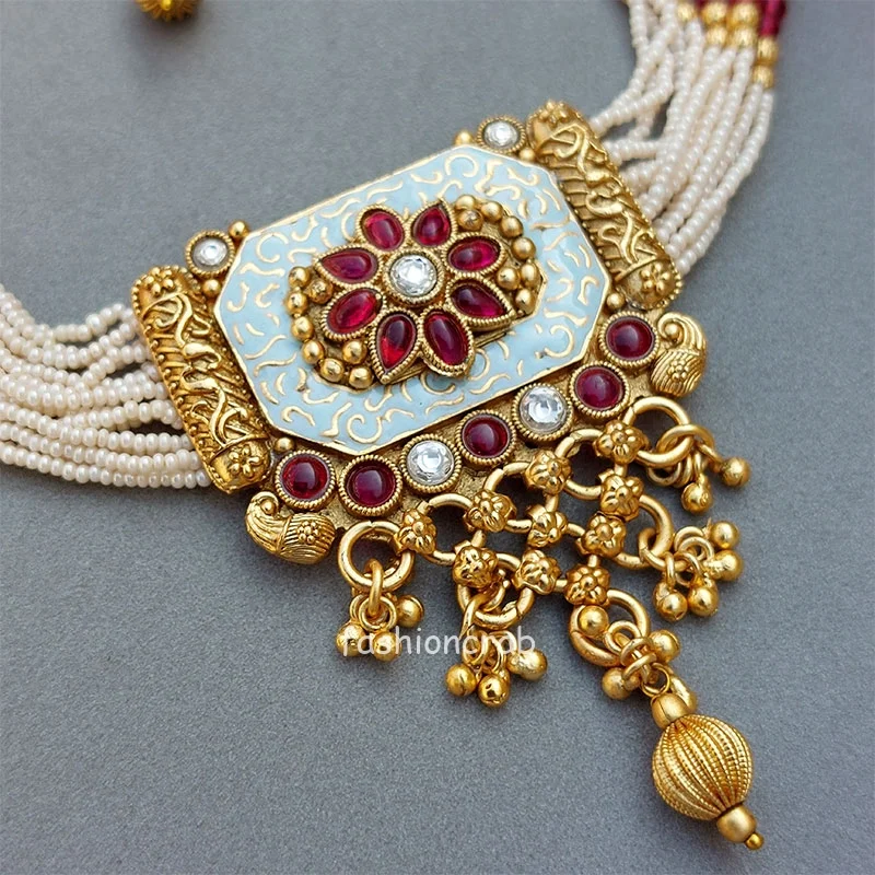 Pink South Indian Jewellery Set