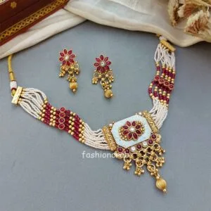 Pink South Indian Jewellery Set