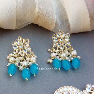 Rani Kundan Choker Set - Light Blue