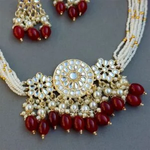 Rani Kundan Choker Set - Ruby