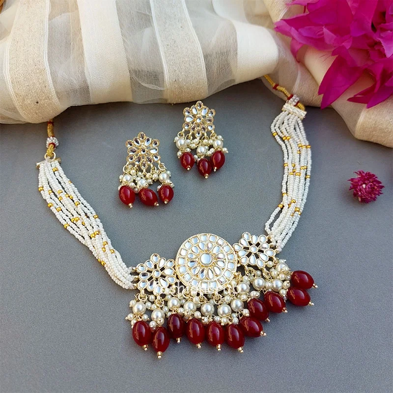 Rani Kundan Choker Set - Ruby