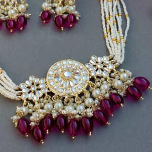 Rani Kundan Choker Set - Wine