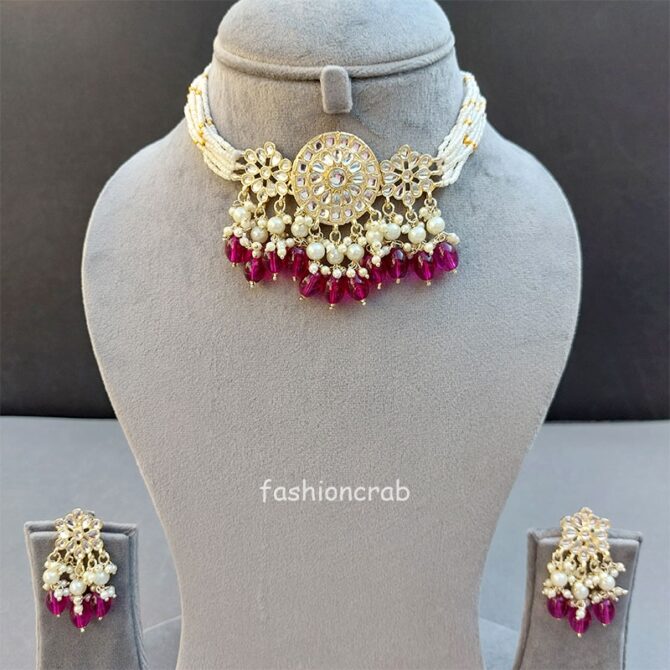 Rani Kundan Choker Set - Wine