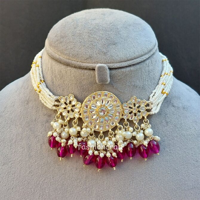 Rani Kundan Choker Set - Wine