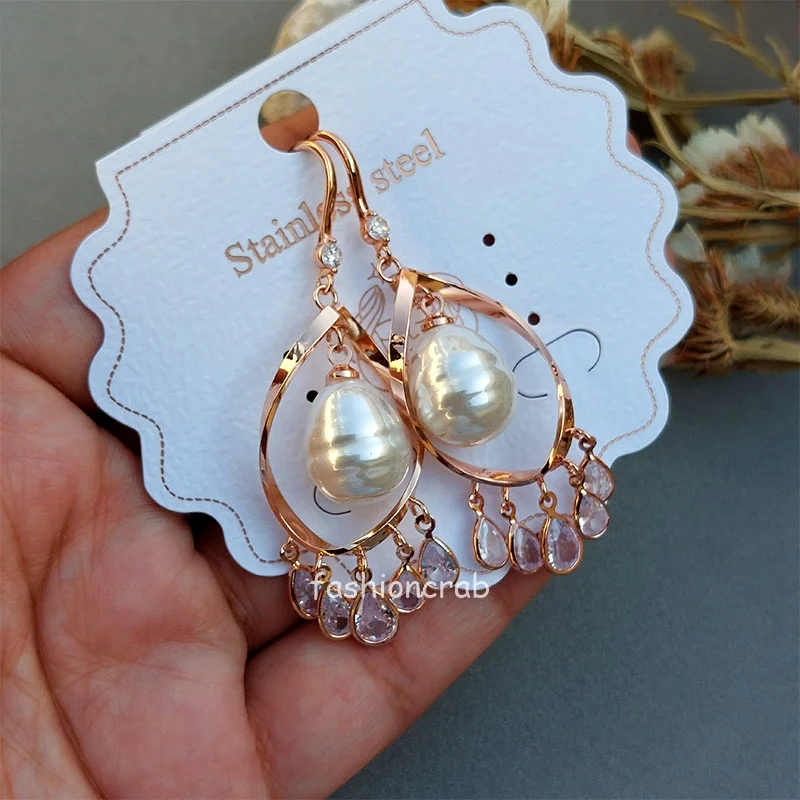 Rose Gold Pearl Drop Anti Tarnish Earring