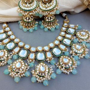 Sea Green Wedding Jewellery Set for Bride