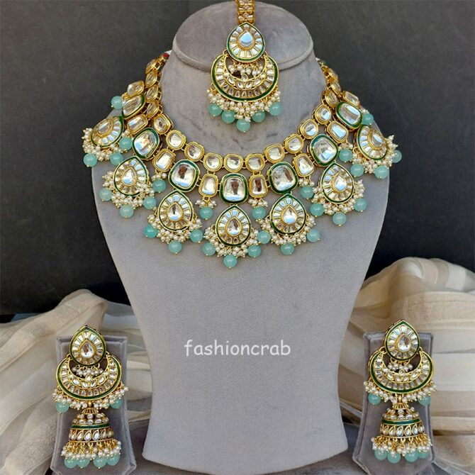 Sea Green Wedding Jewellery Set for Bride