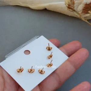 Set of 3 Anti Tarnish Earring- Rose Gold