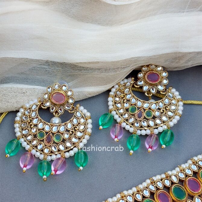 Yami Bridal Jewellery Set - Pink Green