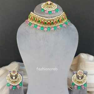 Yami Bridal Jewellery Set - Pink Green